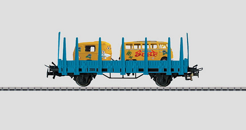 MÄRKLIN 48709 FC-Märklin Rungenwagen mit VW Bulli und Caravan, H0 1:87